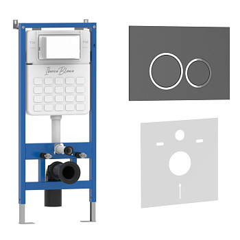 Комплект 2в1 IBERICA BLANCA инсталляция SILENCIO, кнопка смыва ESTI-O серый матовый (IB001.827) Комплект 2в1 IBERICA BLANCA инсталляция SILENCIO, кнопка смыва ESTI-O серый матовый (IB001.827)