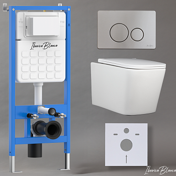 Комплект 3в1 IBERICA BLANCA инсталляция SILENCIO, унитаз TOLEDO ALTO белый, кнопка смыва INOX-O хром матовый (IB001.TLA.234.8132) Комплект 3в1 IBERICA BLANCA инсталляция SILENCIO, унитаз TOLEDO ALTO белый, кнопка смыва INOX-O хром матовый (IB001.TLA.234.8132)