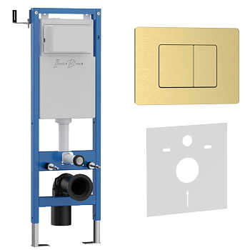 Комплект 2в1 IBERICA BLANCA инсталляция SILENCIO MINI, кнопка смыва INOX-C золото матовое (IB.001M.115)