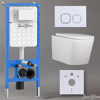 Комплект 3в1 IBERICA BLANCA инсталляция SILENCIO, унитаз TOLEDO ALTO белый, кнопка смыва ESTI-Q белый глянцевый (IB001.TLA.234.831) Комплект 3в1 IBERICA BLANCA инсталляция SILENCIO, унитаз TOLEDO ALTO белый, кнопка смыва ESTI-Q белый глянцевый (IB001.TLA.234.831)