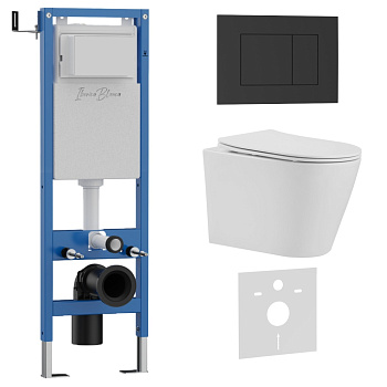 Комплект 3в1 IBERICA BLANCA инсталляция SILENCIO MINI, унитаз BURGOS ALTO белый, кнопка смыва ESTI-S черный матовый (IB.001M.BRA.234.851)