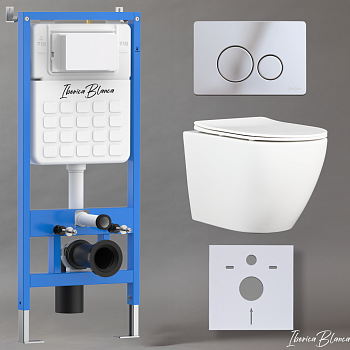 Комплект 3в1 IBERICA BLANCA инсталляция SILENCIO, унитаз BILBAO ALTO белый, кнопка смыва INOX-O хром глянцевый (IB001.BLA.234.8131) Комплект 3в1 IBERICA BLANCA инсталляция SILENCIO, унитаз BILBAO ALTO белый, кнопка смыва INOX-O хром глянцевый (IB001.BLA.234.8131)