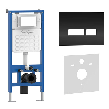 Комплект 2в1 IBERICA BLANCA инсталляция SILENCIO, кнопка смыва CRYSTAL-R черный (IB001.2211)